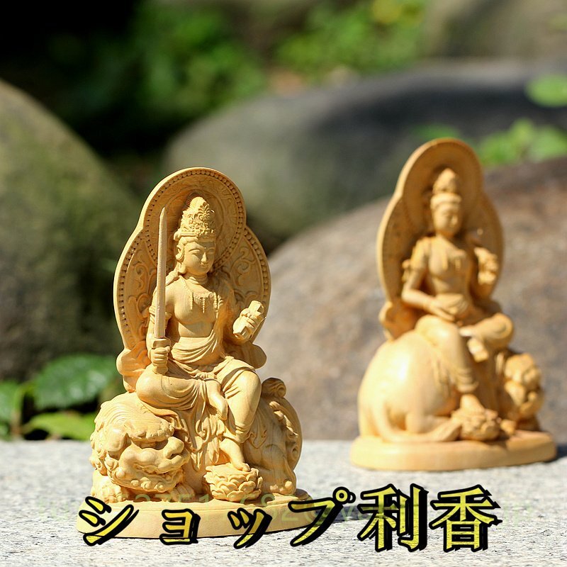 仏教工芸品　木彫仏教　精密細工　極上品 木工細工 文殊菩薩 普賢菩薩_画像5