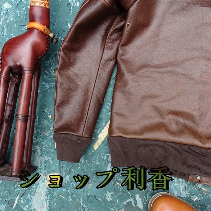 新品　A2 フライトジャケット メンズ ジャケット 1.8mm カウハイド 牛革 革ジャン ブラウン S～4XL 選択_画像10
