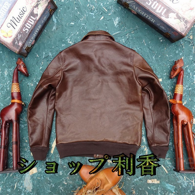 新品　A2 フライトジャケット メンズ ジャケット 1.8mm カウハイド 牛革 革ジャン ブラウン S～4XL 選択_画像4