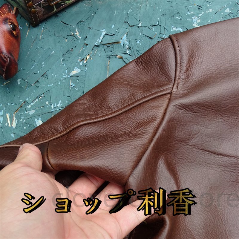 新品　A2 フライトジャケット メンズ ジャケット 1.8mm カウハイド 牛革 革ジャン ブラウン S～4XL 選択_画像7