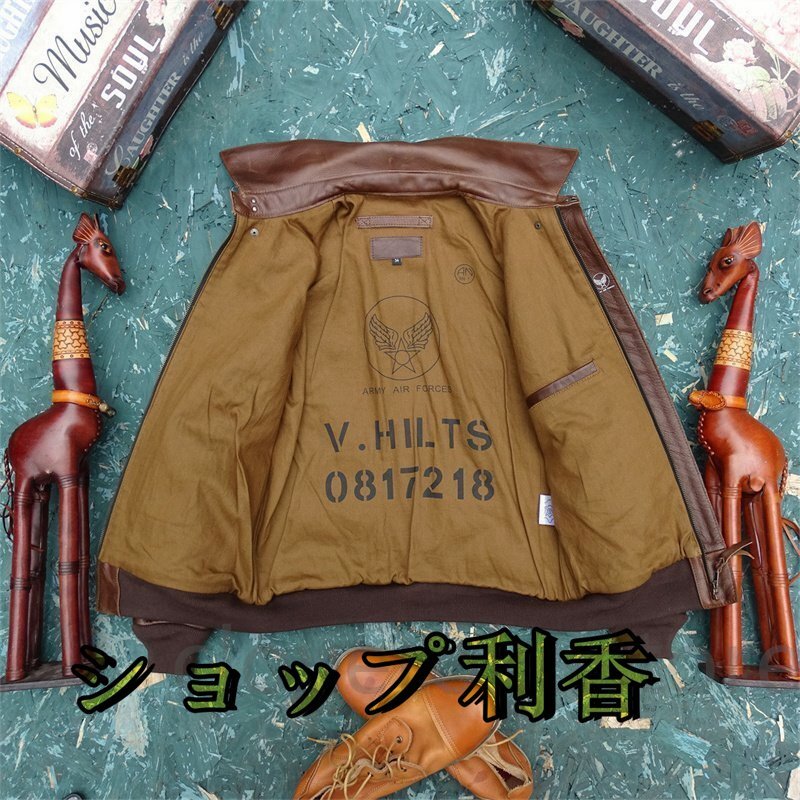 新品　A2 フライトジャケット メンズ ジャケット 1.8mm カウハイド 牛革 革ジャン ブラウン S～4XL 選択_画像2