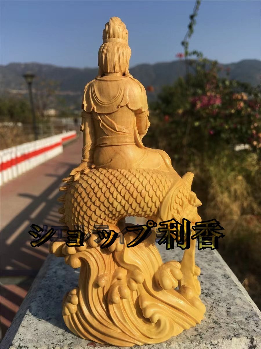 極上品◆黄楊木彫仏教美術精密彫刻仏像手彫り絶品龍魚観音_画像5