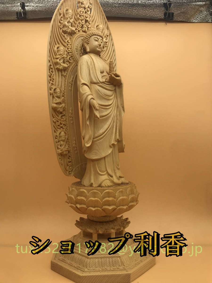 最高級 薬師如来 置物 仏教美術 精密彫刻 仏像 手彫り 仏師で仕上げ品_画像6