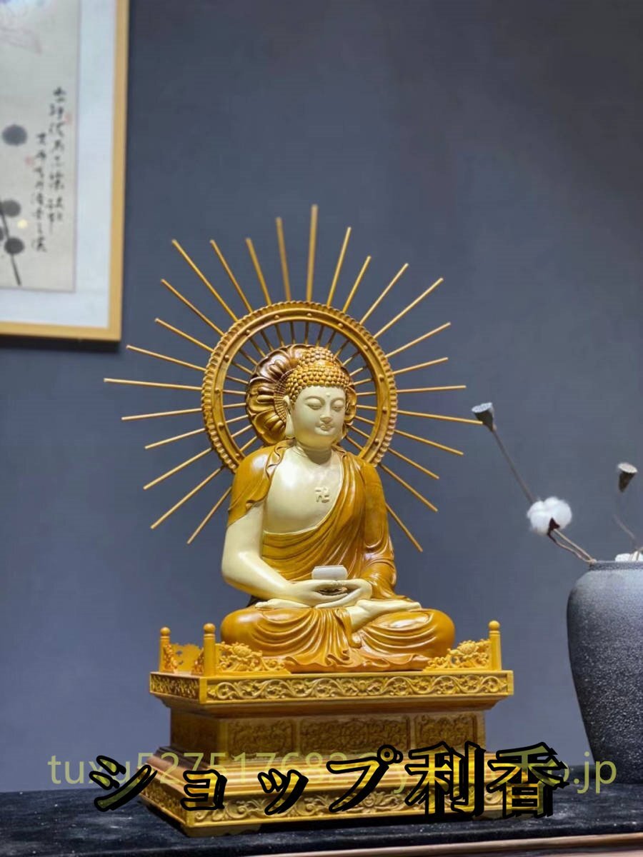 仏教美術 阿弥陀 阿弥陀如来 阿弥陀如来像 座像 木彫仏像 香樟材　高さ72㎝_画像2