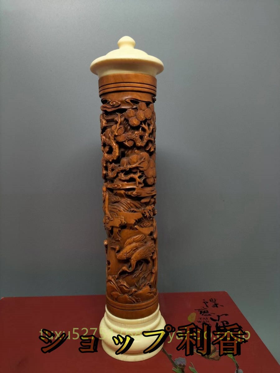 鶴 置物 彫刻工芸品 木製 置物　飾り物　香立て_画像3