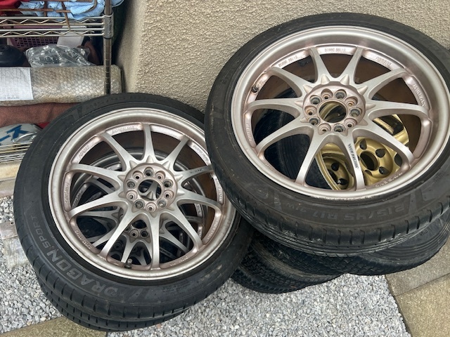 東京発!! RAYS VOLKRACING CE28N 17インチ 7.5J +50 5H 100 中古 PIRELLI DRAGON 215/45R17 バリ山 4本セット GDB インプレッサ プリウスの画像4