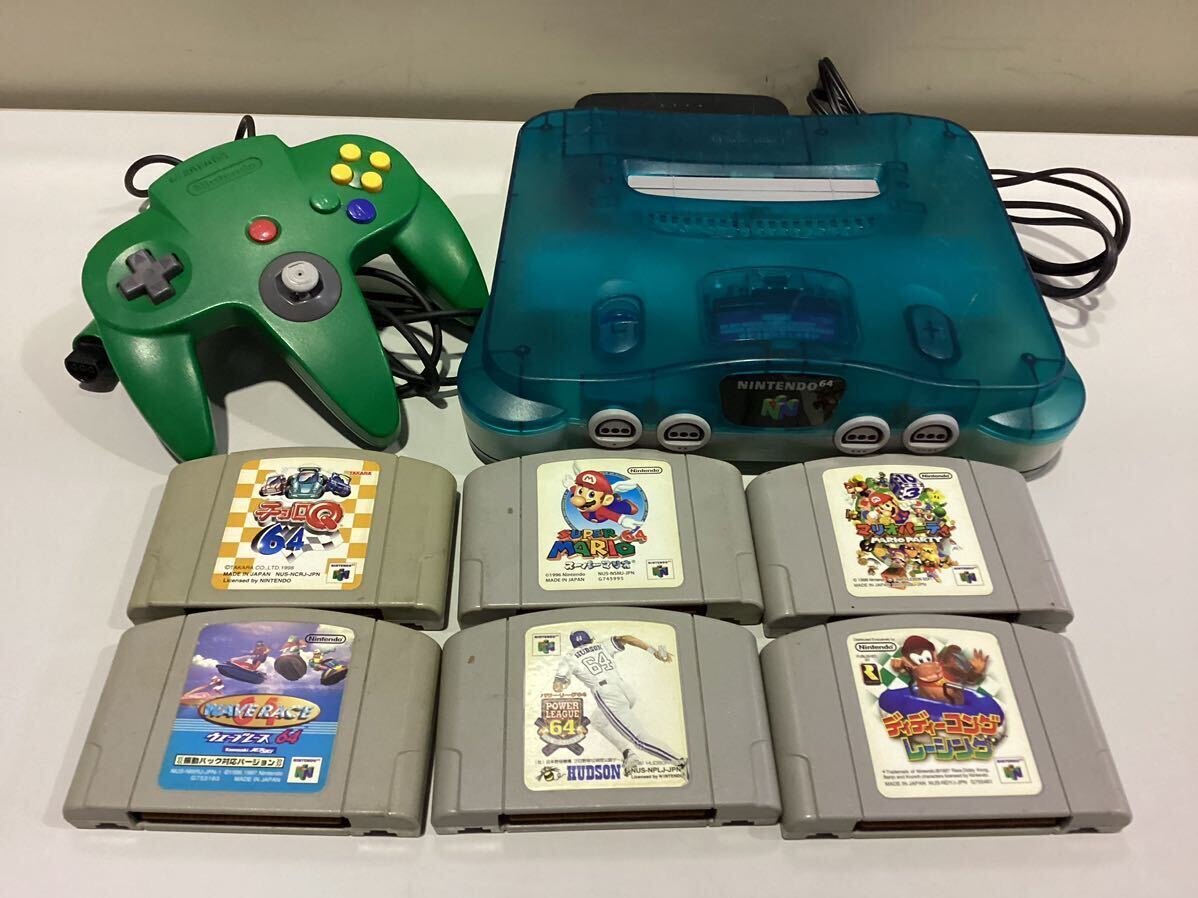349【中古品】Nintendo 64 ロクヨン ソフト コントローラー 任天堂 クリアブルー の画像1