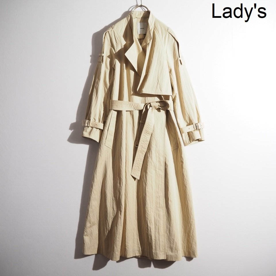 M3311P Vebureeb-ruV new goods wrinkle processing cotton nylon stand-up collar spring coat beige 36 trench coat spring ~ autumn rb mks