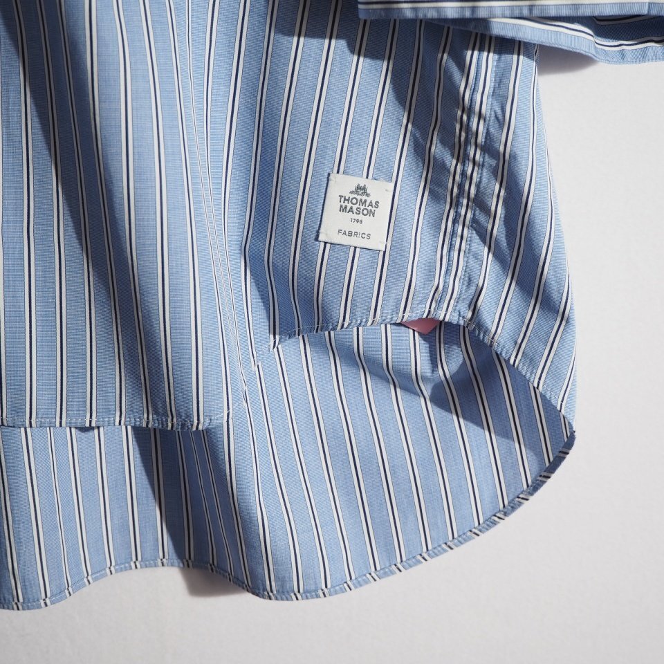 C2079P ▼sacai サカイ▼ 23SS Thomas Mason Cotton Poplin Shirt トーマスメイソン 半袖 ショート丈 シャツ ブルーストライプ 1 春夏 rbの画像4