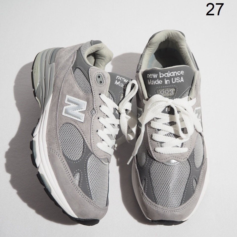 M9351P　●new balance ニューバランス●　新品同様 MR993GL USA製 スエード メッシュ スニーカー グレー US9 2E/27cm アメリカ製 rb mks_画像1