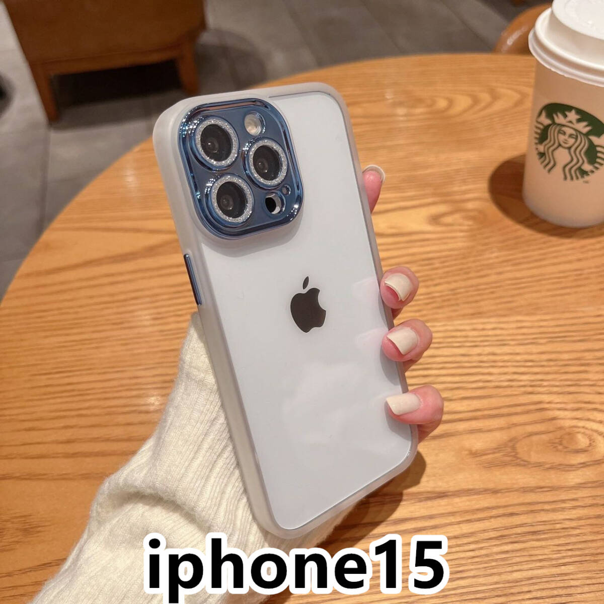 iphone15ケース カーバー レンズ保護付き　透明　お洒落　韓国　軽い ケース 耐衝撃 高品質 ホワイト157_画像1