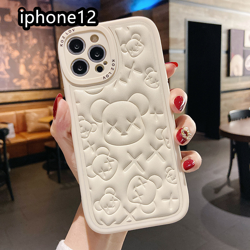 iphone12ケース カーバー TPU 可愛　お洒落　熊　　軽量 ケース ホワイト1_画像1