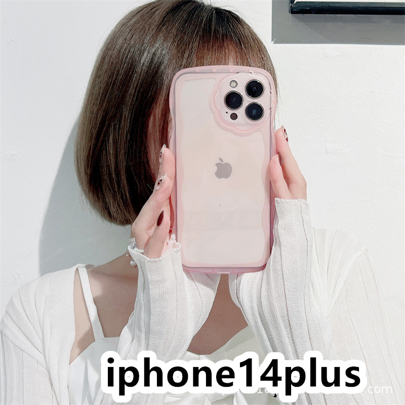 iphone14plusケース カーバー TPU 可愛い　透明　波型花　お洒落　軽量 ケース 耐衝撃高品質ピンク298_画像1