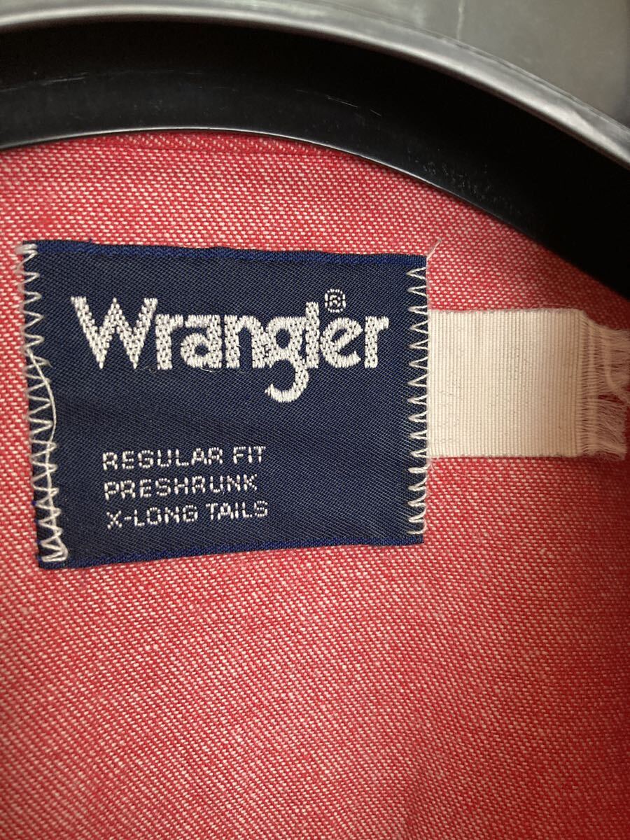 USA製 80s Wrangler デニムシャツ 16.5 レッド L 黒赤ウエスタンシャツ ラングラー アメリカ製 米国製 made in usa コットン 16-1/2 長袖の画像8
