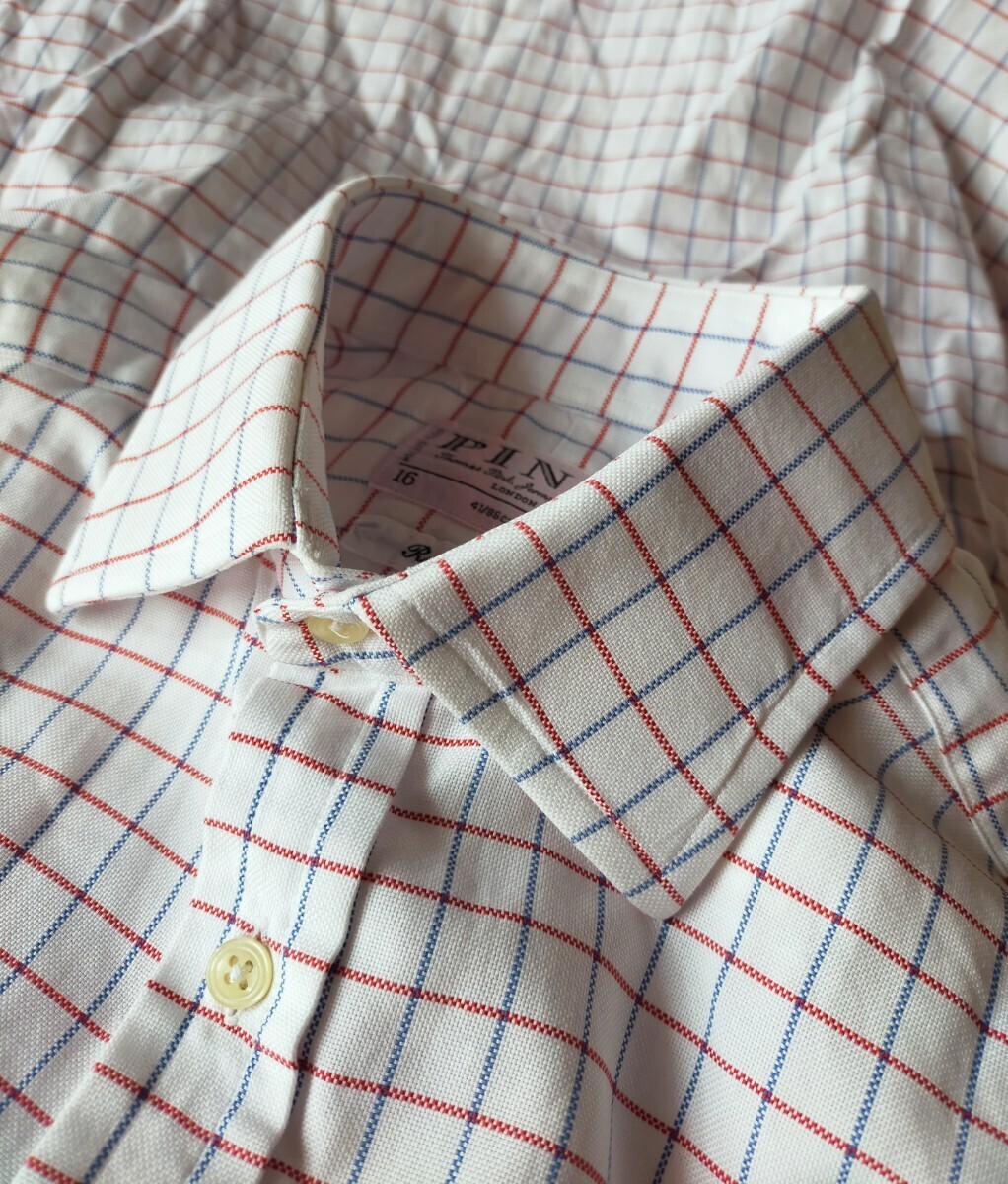 美品 THOMAS PINK Dress Shirts トーマスピンク アイルランド製 ダブルカフス オックスフォード 16ー34 41/86CMS_画像6