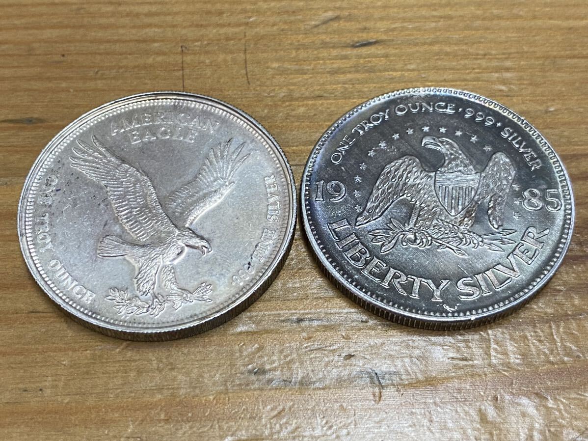 【A-36】 アメリカンイーグル AMERICAN EAGLE ONE TROY OUNCE .999 FINE 1トロイオンス 2枚 コイン 62.4gの画像4