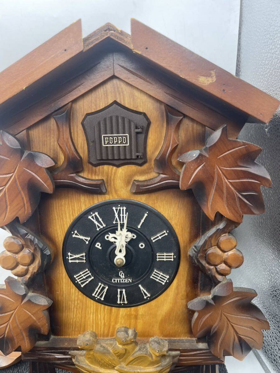 【ジャンク】昭和レトロ CITIZEN シチズン クォーツ 鳩時計 壁 掛時計 掛け時計 poppoリズム時計工業 アンティーク 部品 パーツ u3370の画像5