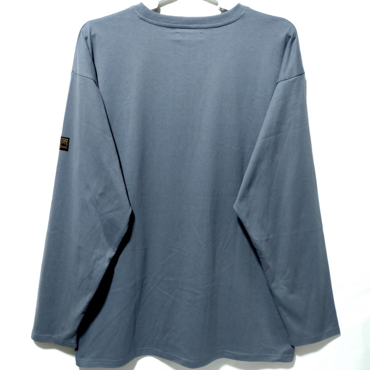 特価/未使用【サイズ=4L(3XL)】英字プリント/メンズ/長袖/Tシャツ/胸囲=110～118cm/blue.gray