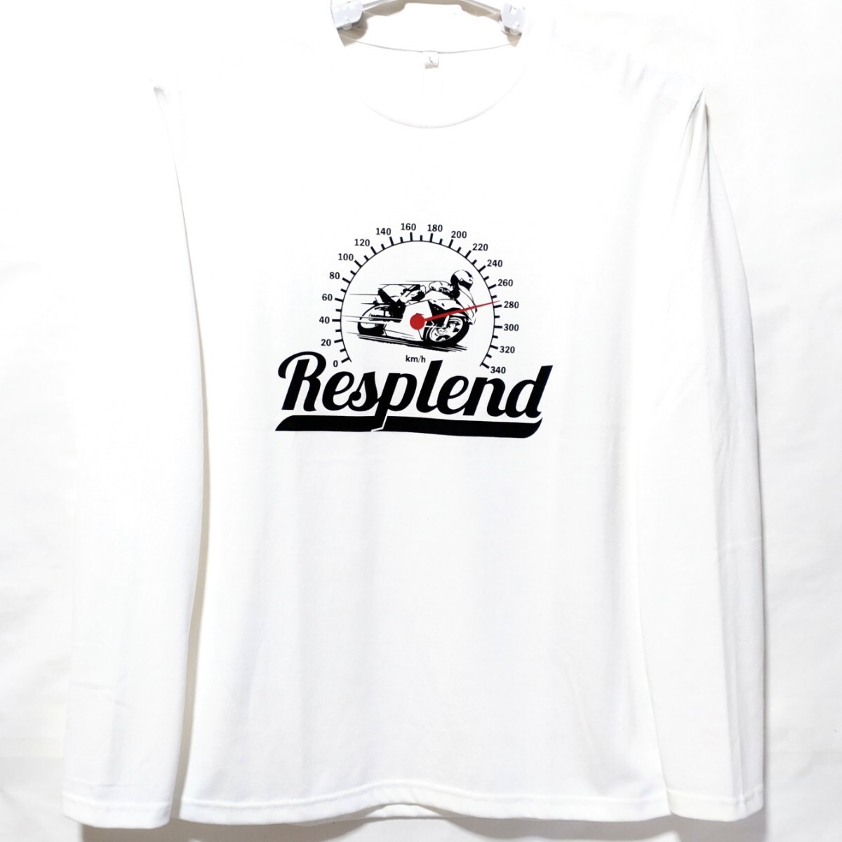 特価/未使用【サイズ=L】英字プリント/メンズ/長袖/Tシャツ/胸囲=96～104cm/white_画像1