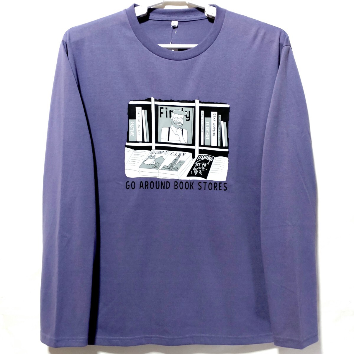 特価/未使用【サイズ=LL(XL)】英字プリント/メンズ/長袖/Tシャツ/胸囲=104～112cm/purple
