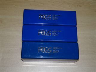 PCGS コインスラブケース スラブ収納ボックス ブルー ３個 中古品の画像1