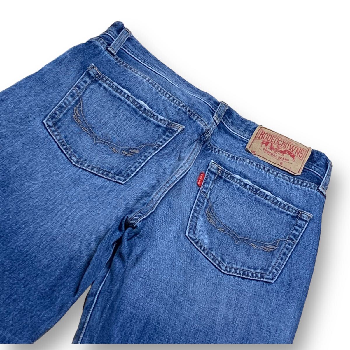 RODEO CROWNS ロデオクラウンズ ワイドデニム ダメージ加工 M RODEO CROWNS ロデオクラウンズ ワイドデニム ダメージ加工 M