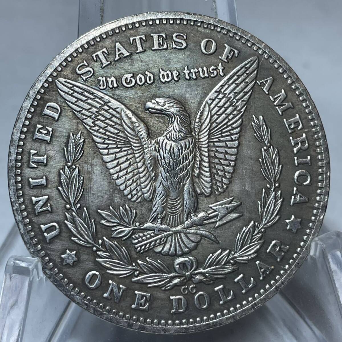 WX1445流浪幣 髑髏 天眼 鷹紋 外国硬貨 貿易銀 海外古銭 コレクションコイン 貨幣 重さ約21g_画像4
