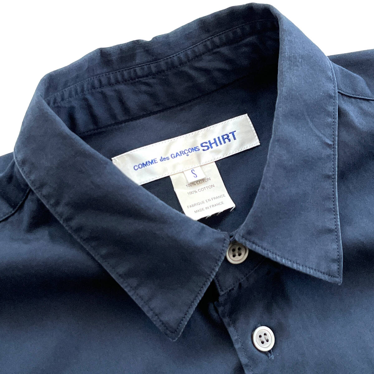 【美品】COMME des GARCONS SHIRT FOREVER ブロードシャツ WIDE コムデギャルソン 紺 ネイビー Sの画像2