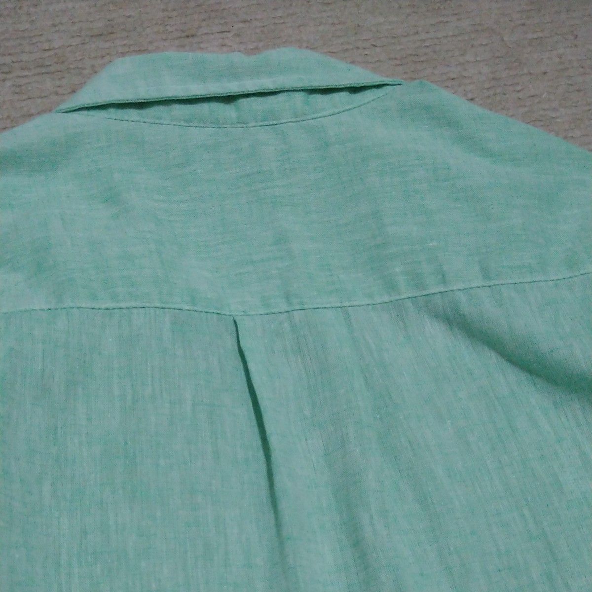 麻 綿 シャツ 薄グリーン 7分袖