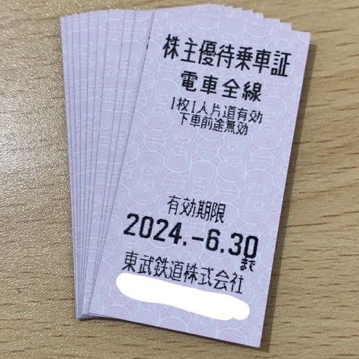 送料無料　東武鉄道株主優待乗車証10枚切符型2024年6月30日まで有効_画像1