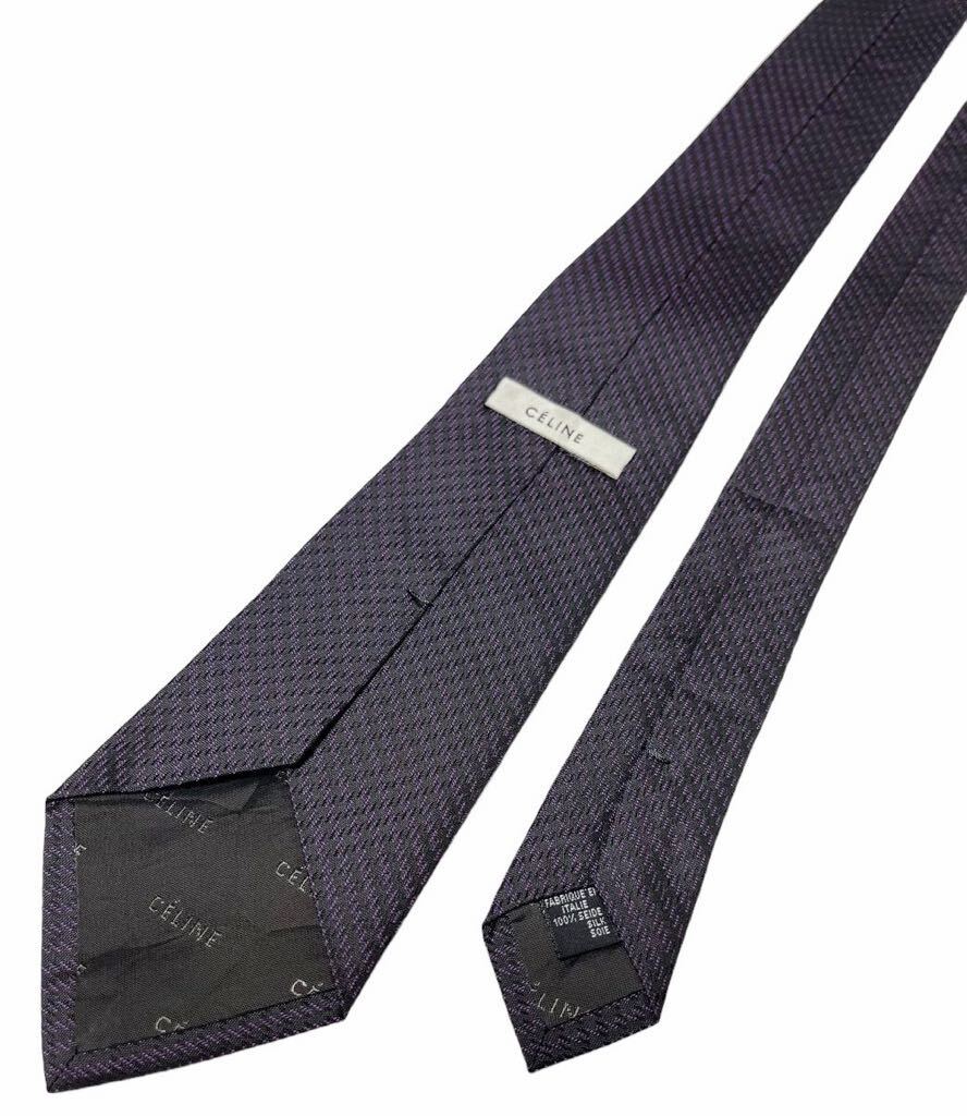 CELINE necktie a little thin Macadam pattern reji men taru pattern stripe pattern Celine USED used m997