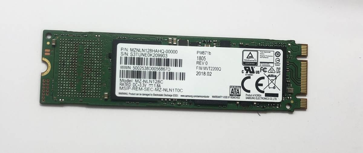 SSD SAMSUNG M.2 SSD 128GB MZ-NLN128C M.2 SSD 128GB 中古動作品 ssd 128GB ......._画像1
