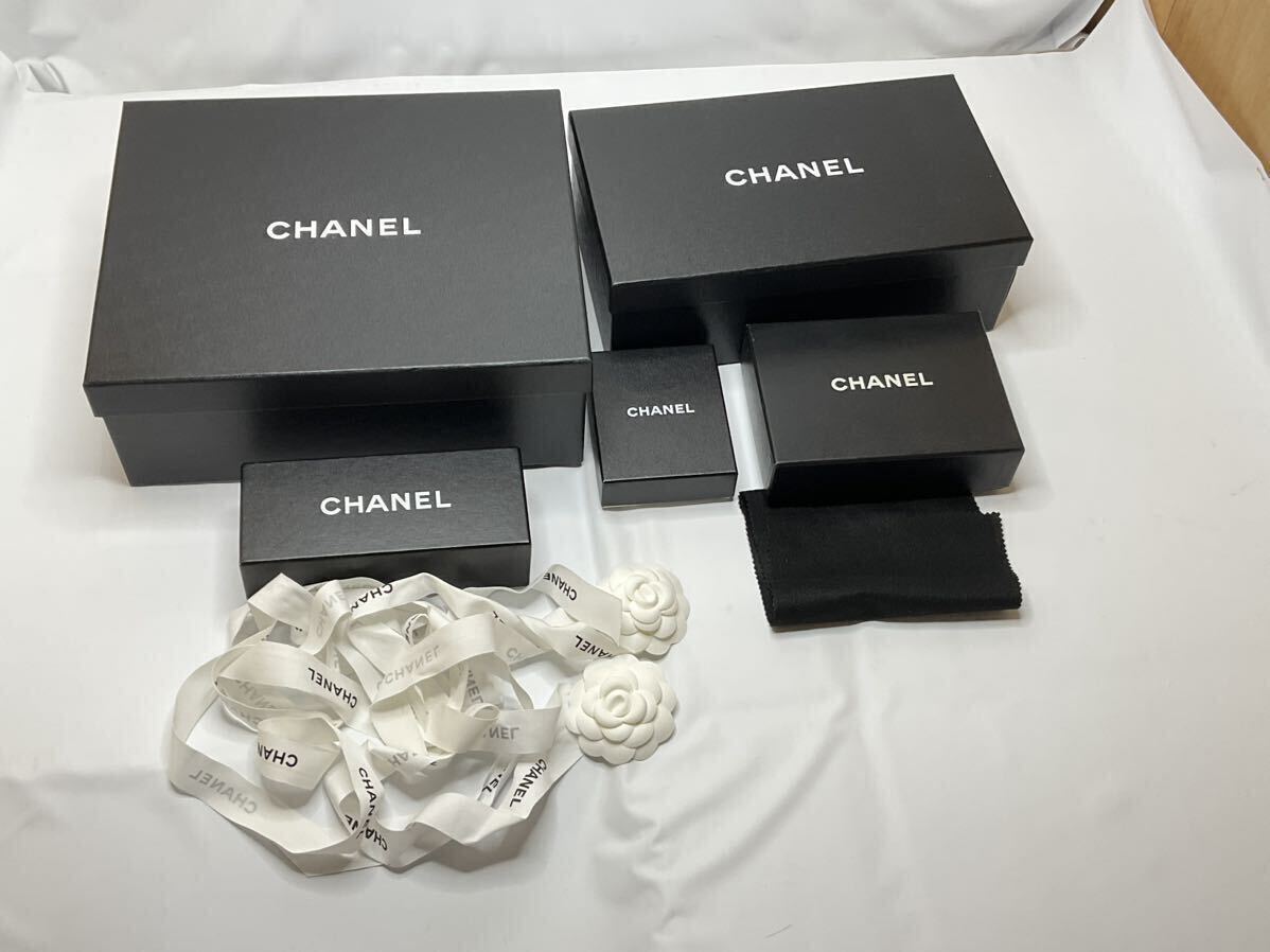 CHANEL シャネル 空箱 BOX 空き箱 保存箱 カメリア付き飾りリボン セット まとめ シューズケース 小物入れ サングラスケース 同梱不可_画像1