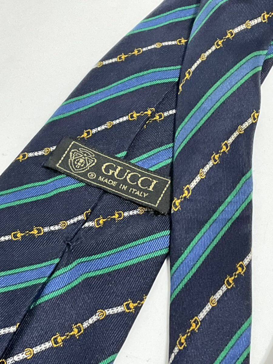 GUCCI グッチ ネクタイ　ネイビー系　す柄　送料185円（追跡付）　ブランドネクタイ