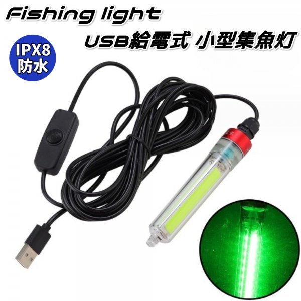 USB給電式 集魚灯 夜釣り 海釣り 集魚ライト 20W 緑光 LED 水中集魚ライト IPX8防水 5m モバイルバッテリー対応 12Vバッテリー不要 Gの画像2