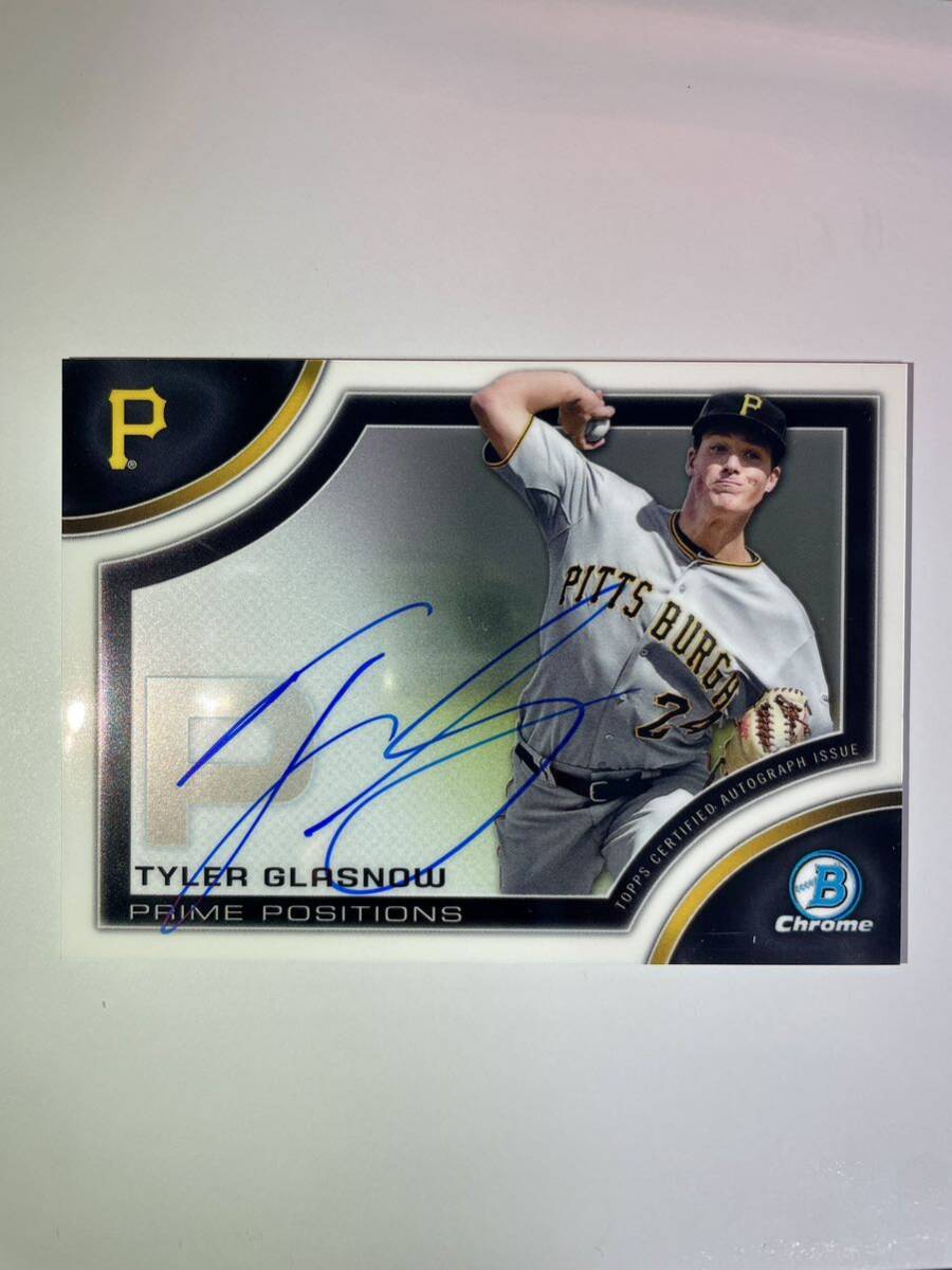 グラスノー 直筆サインカード Topps bowman chrome 2015 Tyler Glasnow タイラー・グラスナウ ドジャース 大谷翔平山本由伸同僚 autographの画像1