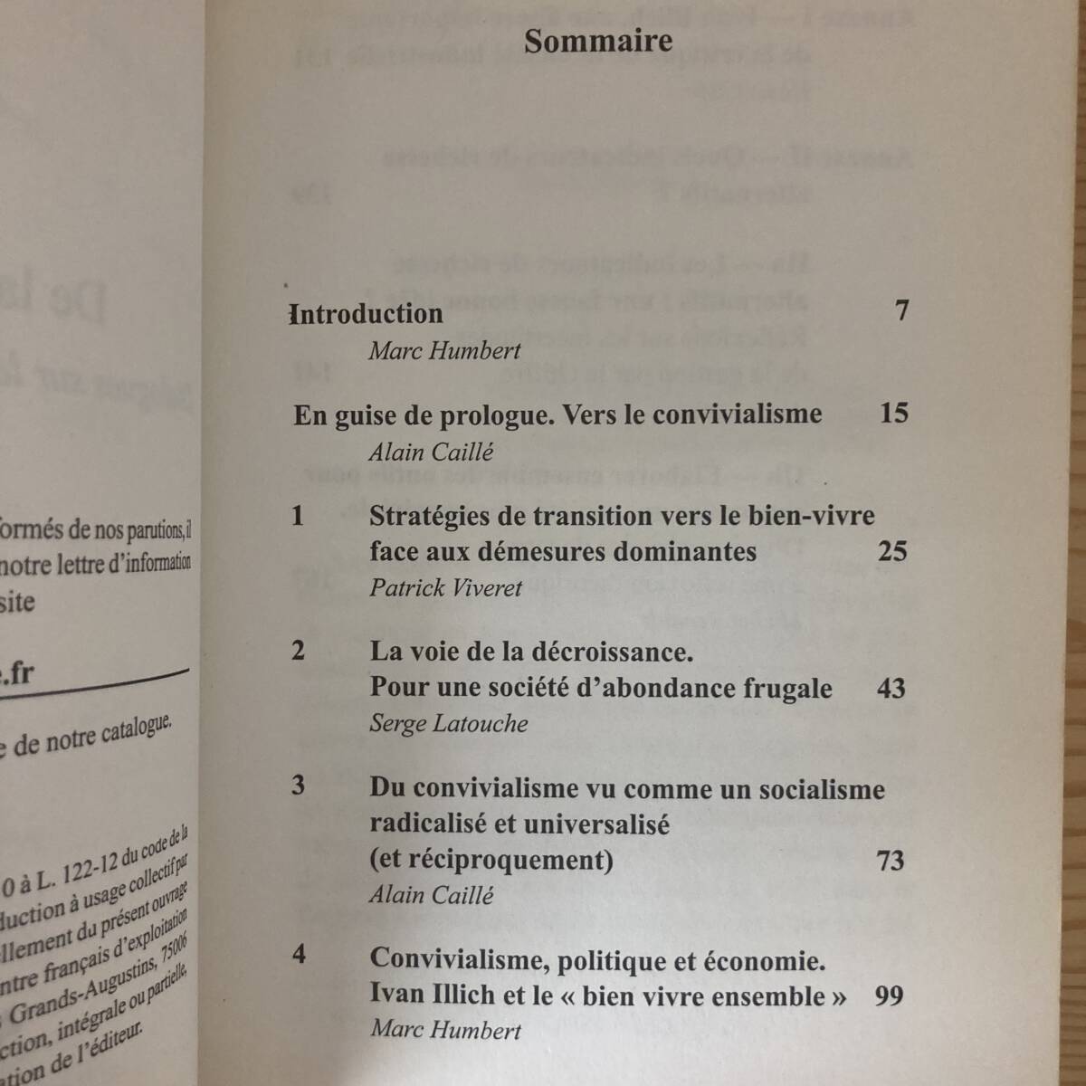 【仏語洋書】De la convivialite / A.Caille, M.Humbert, S.Latouche, P.Viveret（著）_画像5