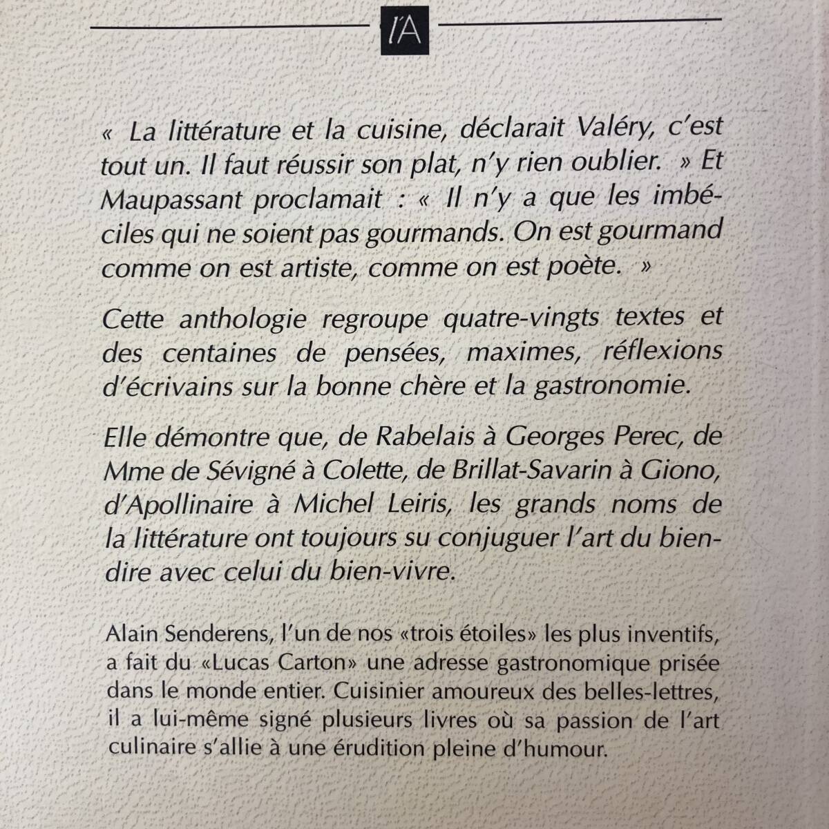 【仏語洋書】LES FESTINS DE BALTHAZAR: une anthologie de la litteraire gourmande / Alain Senderens（編）フランス文学アンソロジー_画像2