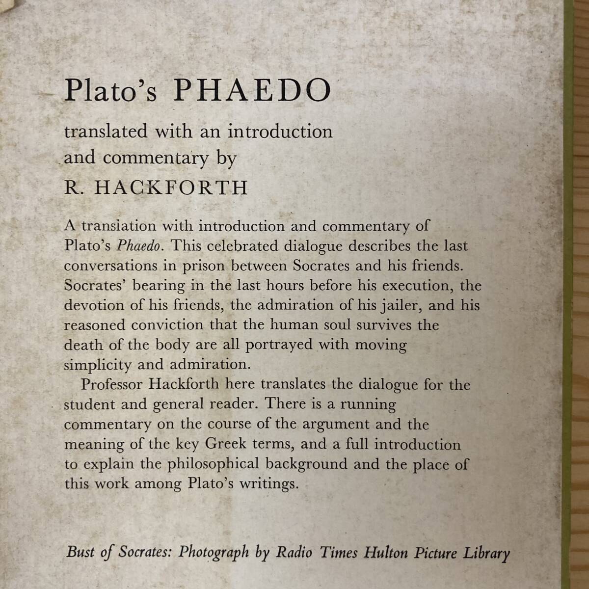 【英語洋書】PLATO’S PHAEDO / R.Hackforth（訳註）【プラトン パイドン 古代ギリシャ】_画像2