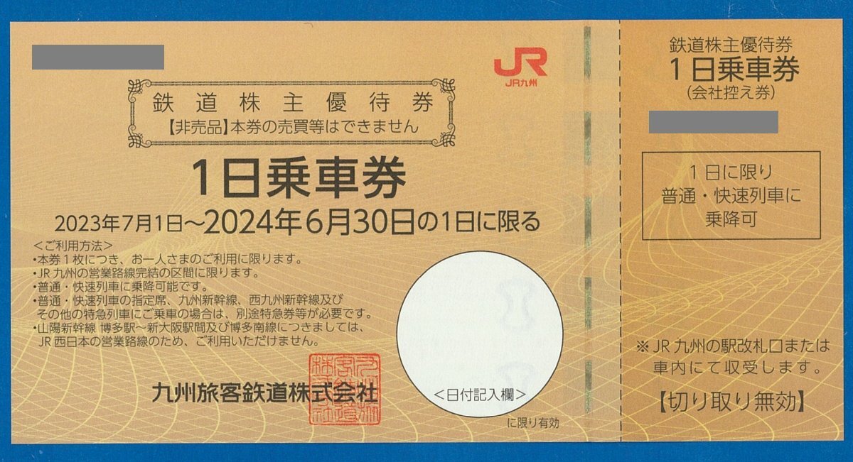 ☆E　即決あり：　JR九州 株主優待券 10枚セット　2024.6.30迄　普通郵便無料　_１枚の画像です