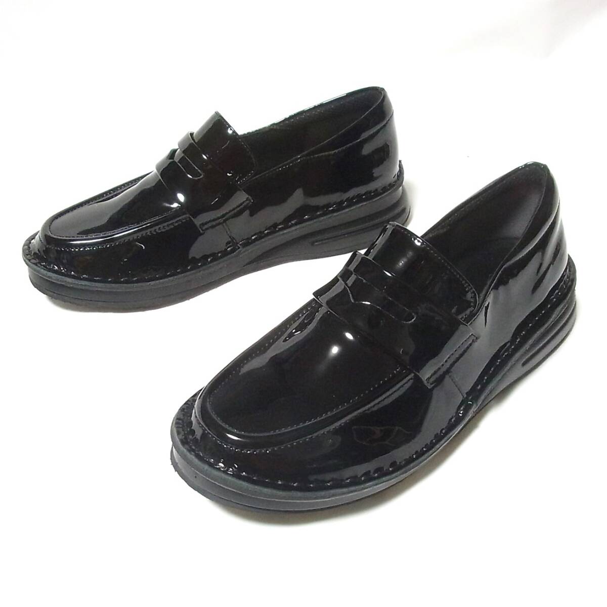  не использовался Dolce натуральный кожа сделано в Японии Loafer type Town обувь 22.5cm/ широкий 3E обычная цена 19250 иен действующий товар *Doruche чёрный кожа мягкость * спортивные туфли 