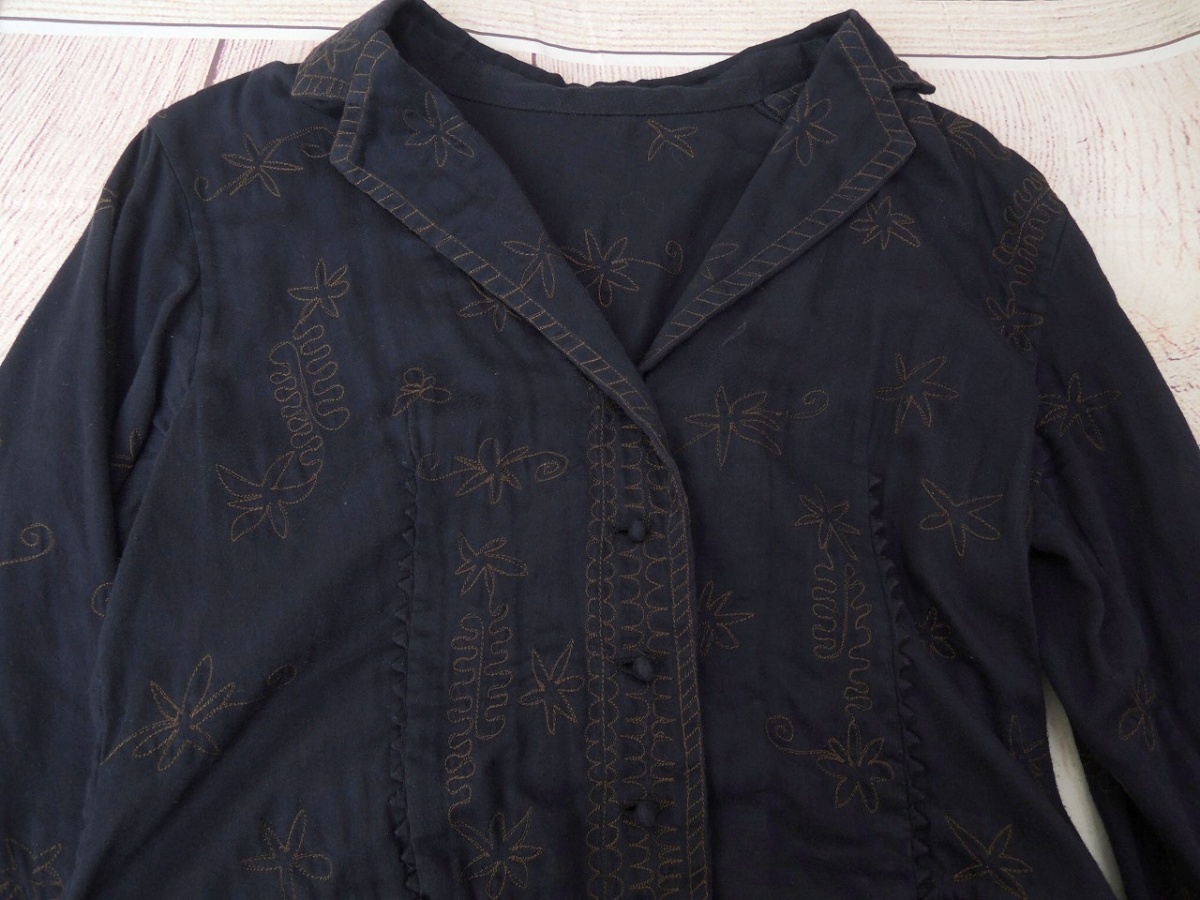 HaaT ISSEY MIYAKE ハート イッセイミヤケ 刺繍ジャケット 2 HA52FD570 綿100% インド製 PLEATS PLEASE プリーツプリーズの画像3