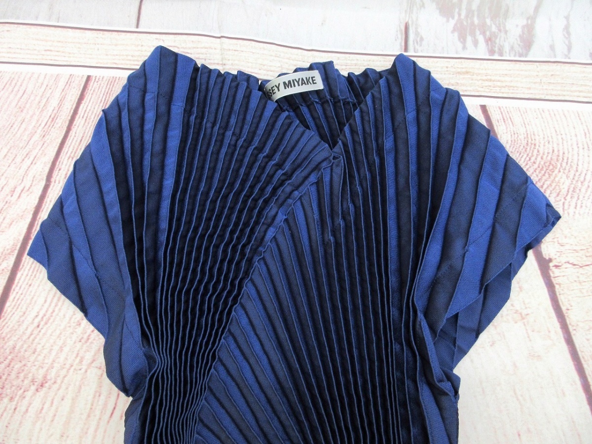 ISSEY MIYAKE イッセイミヤケ デザインワンピース 2 IM53FH004 ネイビー 日本製 PLEATS PLEASE プリーツプリーズの画像3