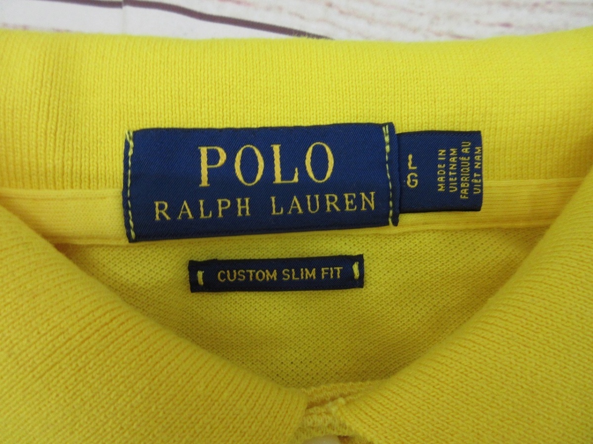 POLO RALPH LAUREN ポロ ラルフローレン ポロシャツ L 180/100A イエロー ビッグポニー 710692227026 綿100% Made in Vietnamの画像4