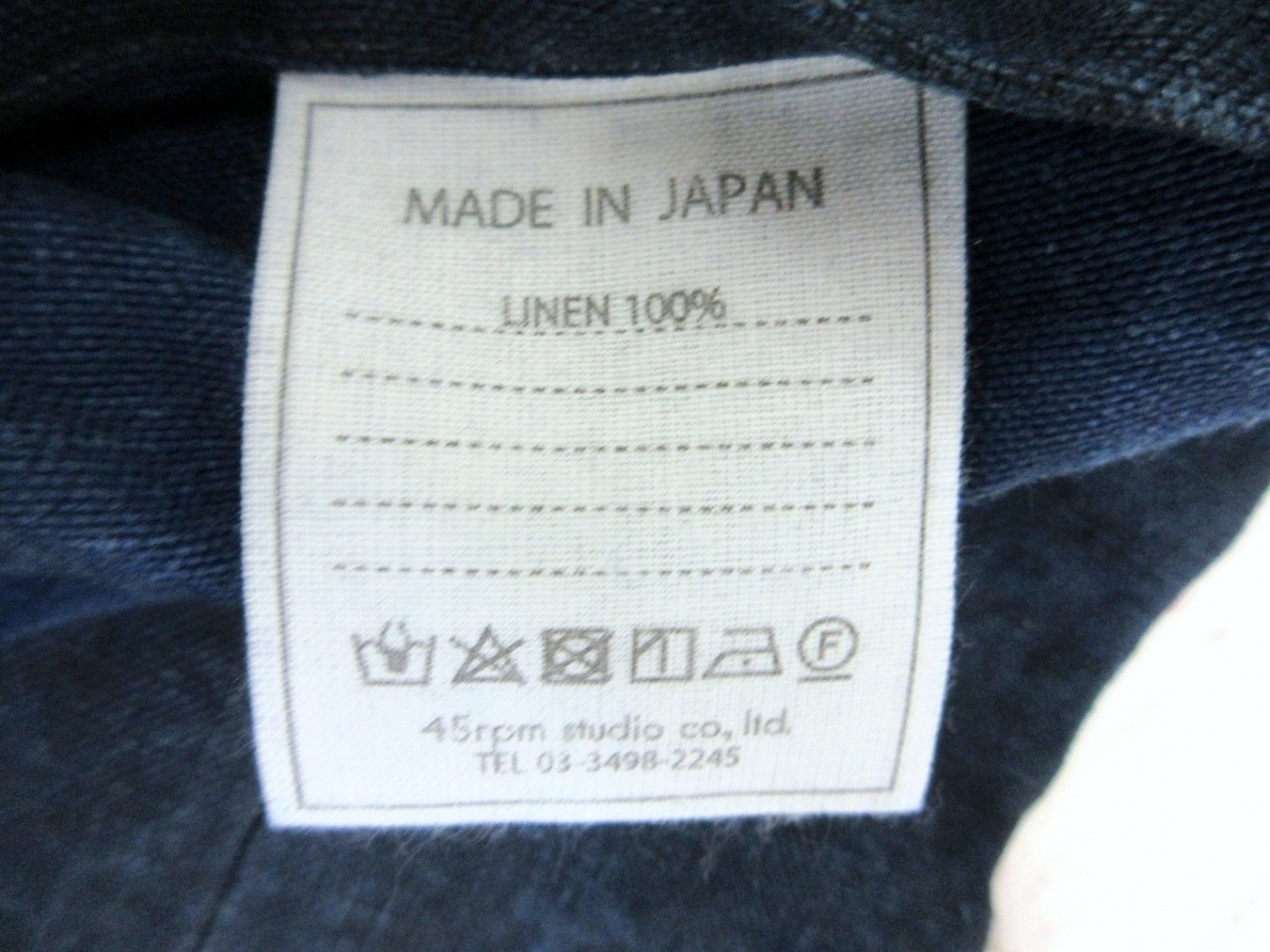 45rpm フォーティファイブアールピーエム カバーオール 3 LINEN100% Made in Japanの画像6