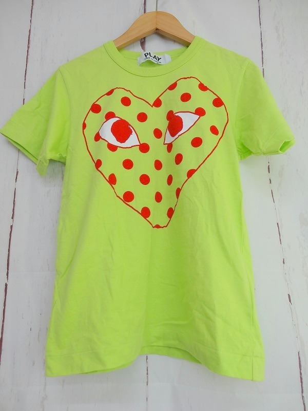 PLAY COMME des GARCONS プレイ コムデギャルソン 半袖Tシャツ グリーン 綿100% S AZ-T275 AD2020/6_画像1