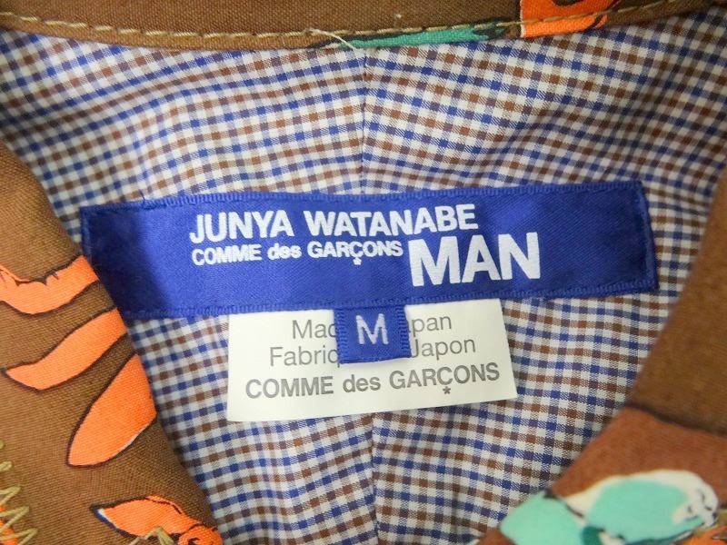 JUNYA WATANABE MAN COMME des GARCONS ジュンヤワタナベ マン コムデギャルソン 鳥デザイン半袖シャツ ブラウン レーヨンM WS-B038 AD2016_画像7