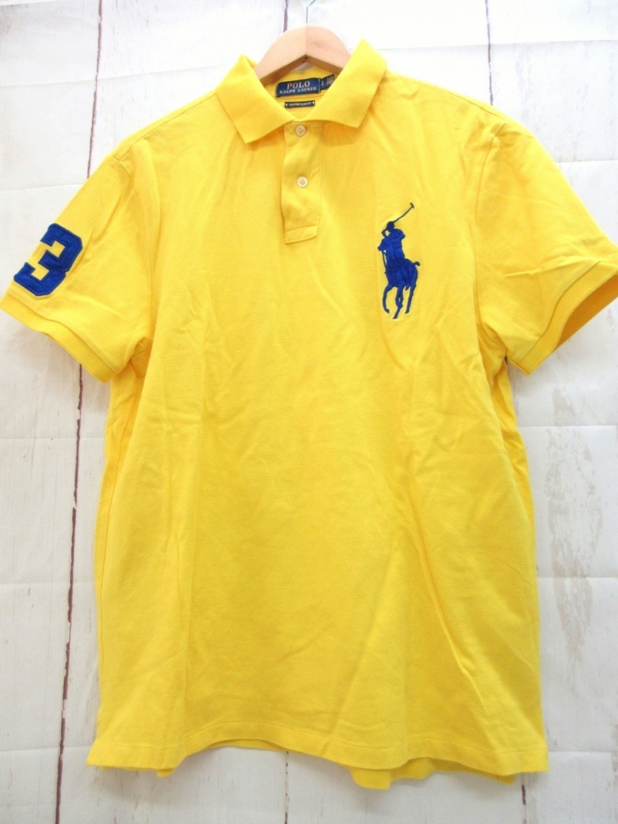 POLO RALPH LAUREN ポロ ラルフローレン ポロシャツ L 180/100A イエロー ビッグポニー 710692227026 綿100% Made in Vietnamの画像1