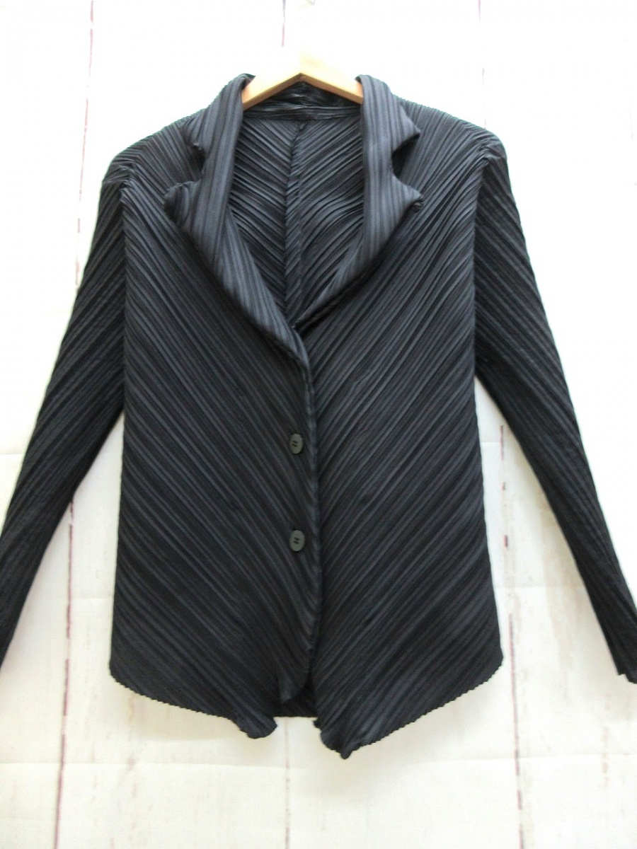 ISSEY MIYAKE イッセイミヤケ プリーツデザインシャツジャケット 2 IM23FD607 ブラック 日本製 PLEATS PLEASE プリーツプリーズの画像1