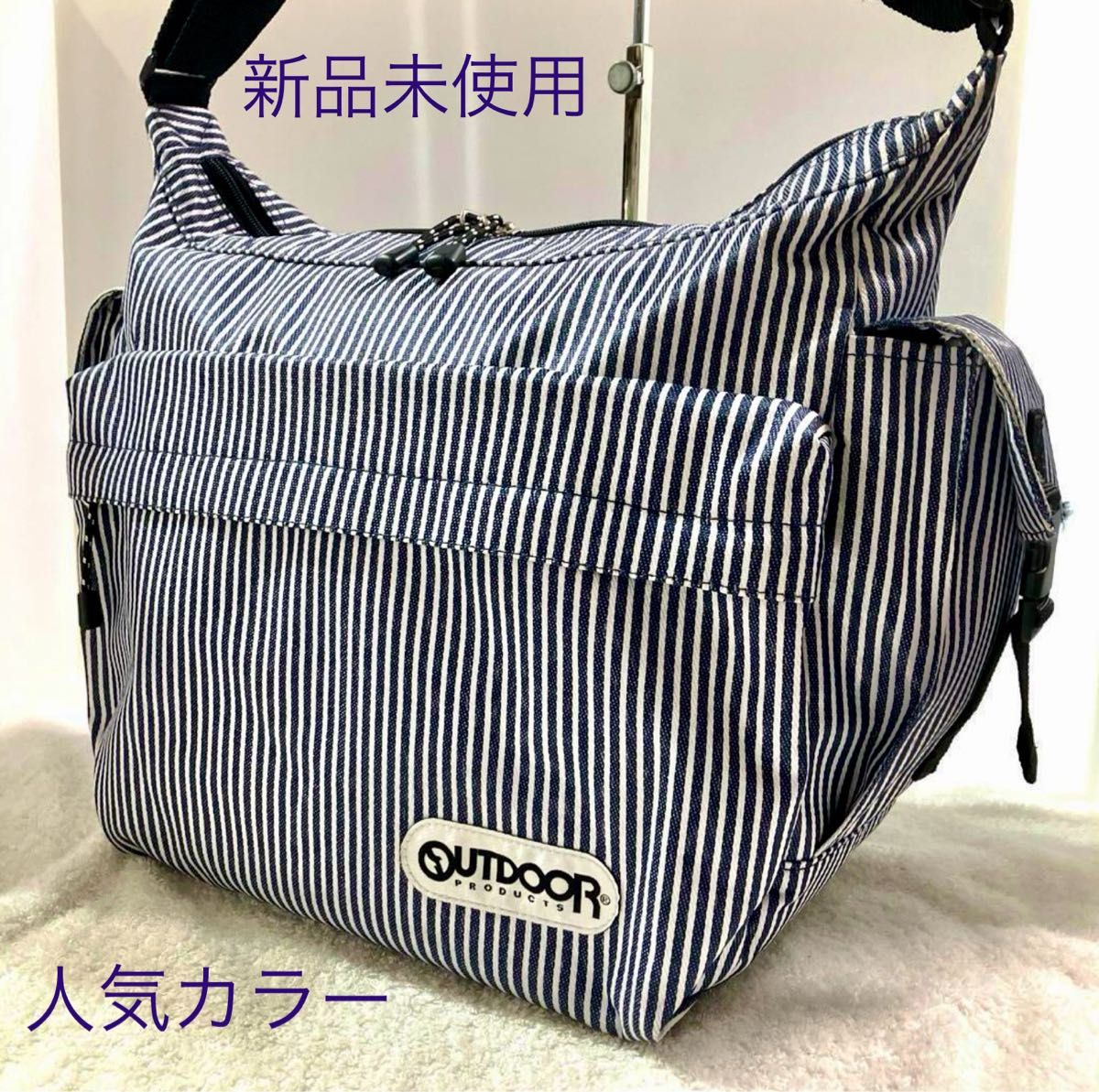 【最終価格】新品 OUTDOOR ショルダー/メッセンジャーバッグ 大人気カラー ネイビー×ヒッコリー柄 ユニセックス